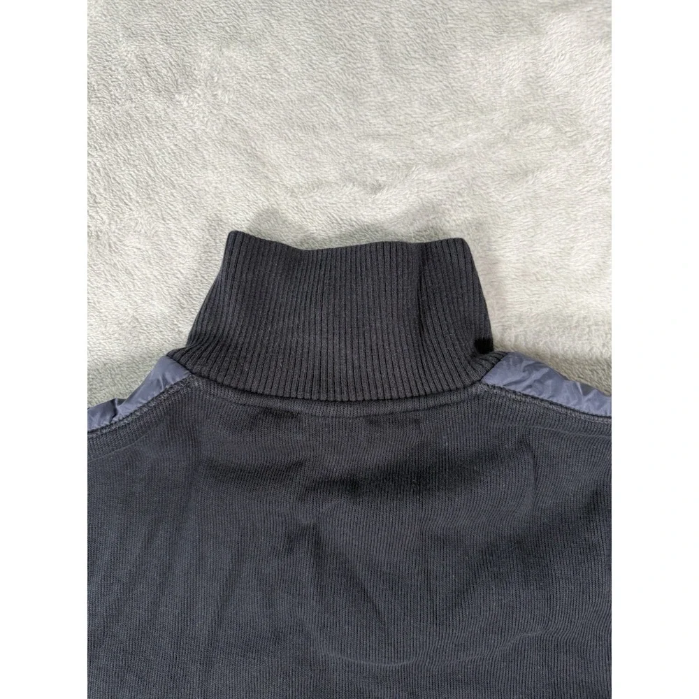 Boss Hugo Boss Sweater Mens XL Black Blue Mock Neck 1/4 Zip Pullover